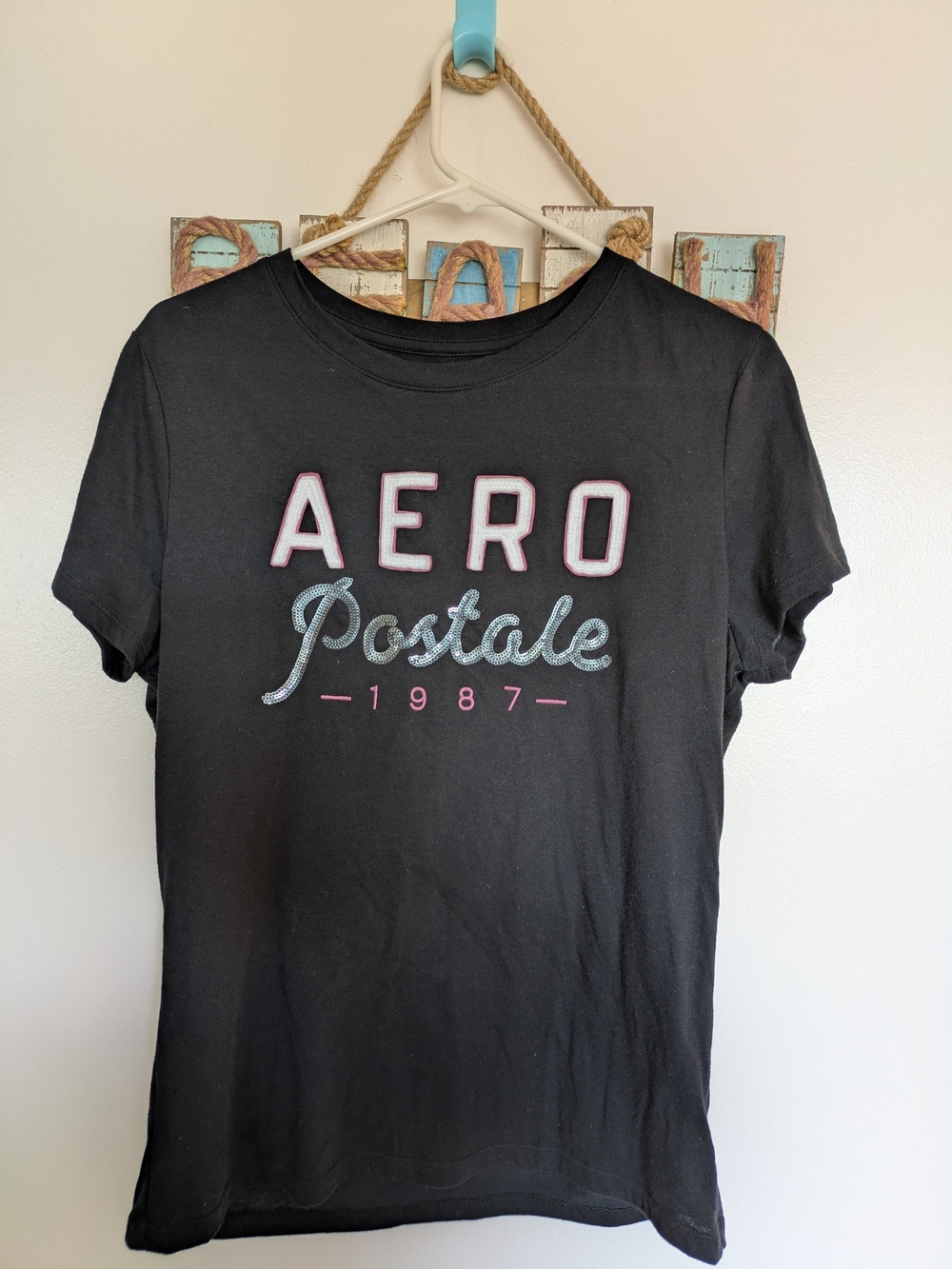 Aeropostale Black Short-Sleeve Logo T-Shirt